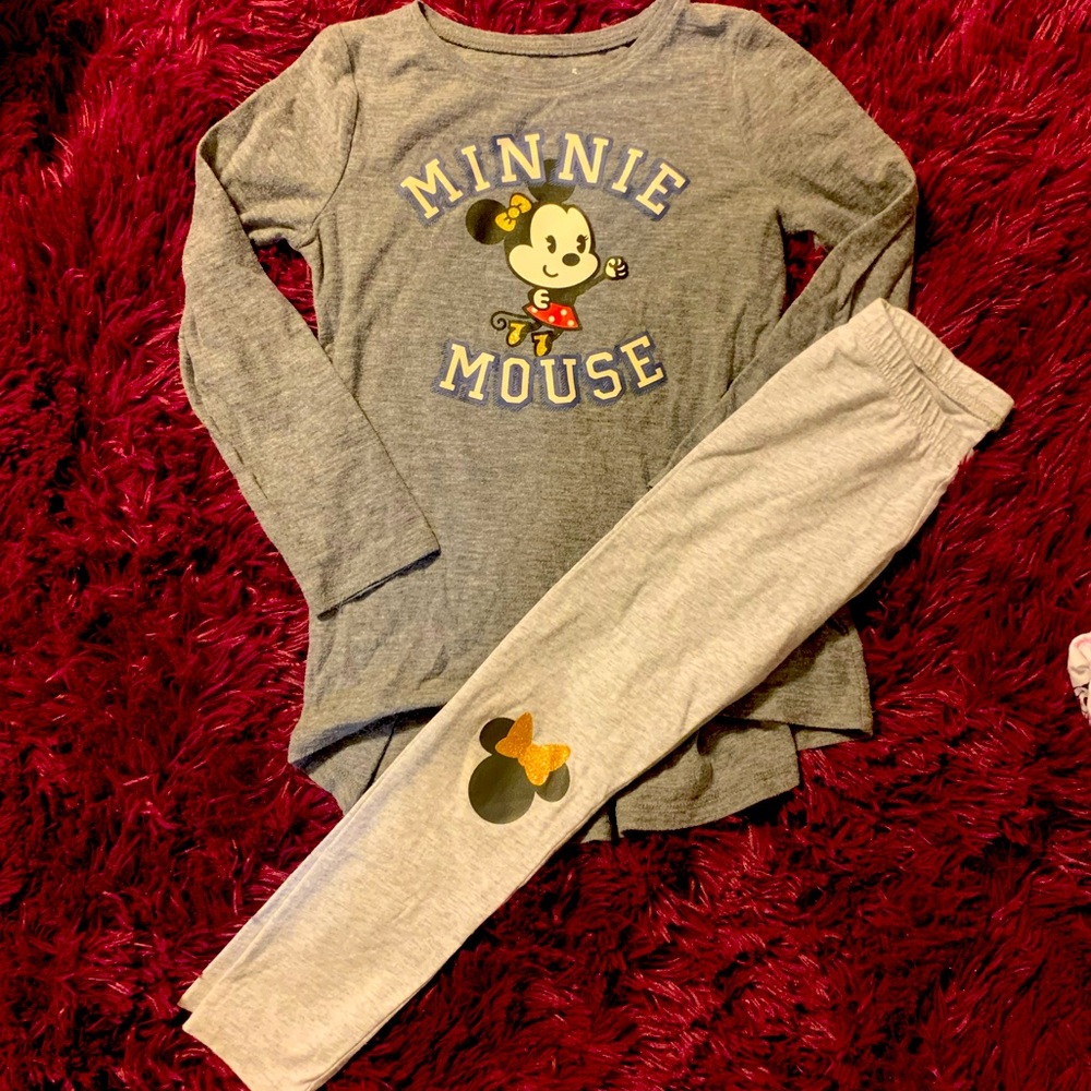 Girls MINNIE MOUSE Outfit Tunic Top Leggings XS 5